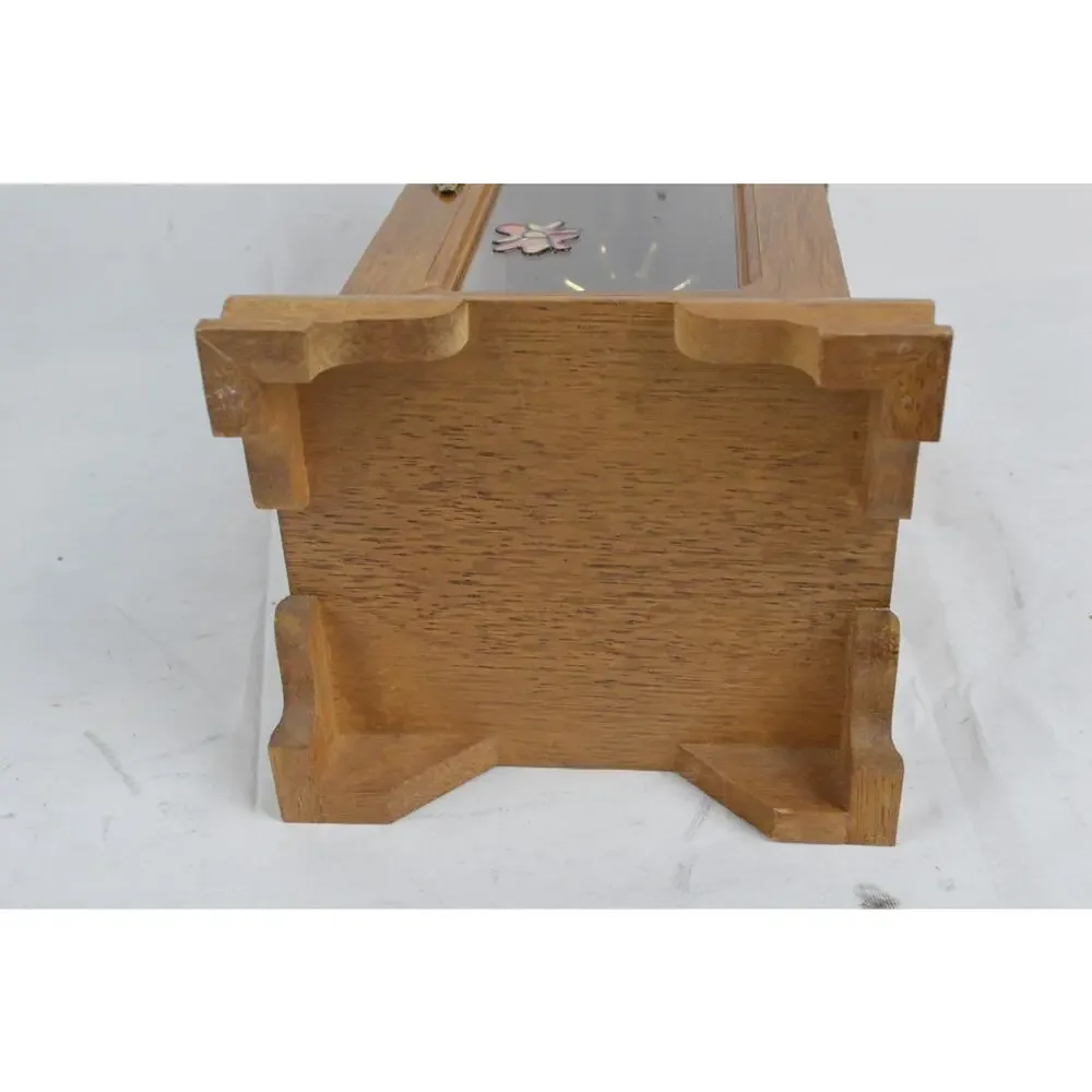 Vintage Wood Jewelry Armoire Cabinet Mirror Glass Door Necklace Box 10